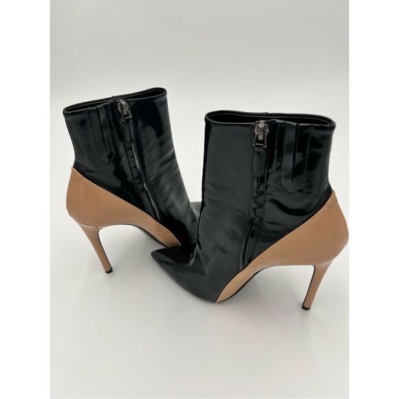 Barbara Bui Leather Color Block Ankle Stiletto Booties Black & Nude 37.5 Italy - Picture 2 of 11